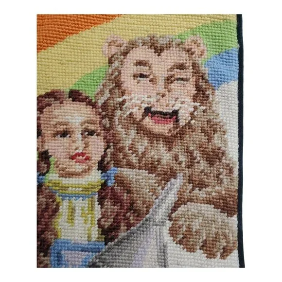 Rare Wizard Of Oz Needlepoint Christmas Stocking Wool Rainbow Dorothy Holiday 18 - Picture 4 of 14